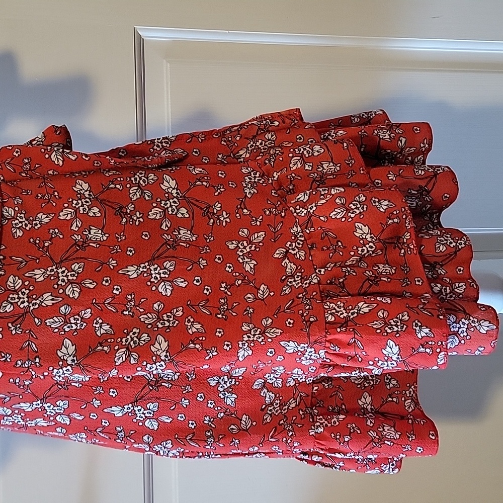 Floral Red Wrap Dress Small - Picture 4 of 5